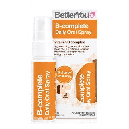 BetterYou B-complete Daily Oral Spray, Natural Peach, Plum & Raspberry - 25 ml.