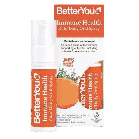 BetterYou Immune Health Kid's Daily Oral Spray, Raspberry, Grape & Orange - 25 ml.