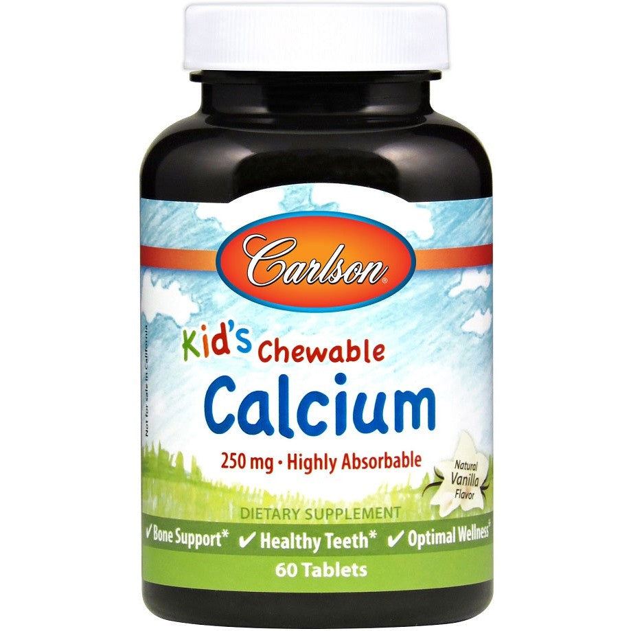 Carlson Labs Kid's Chewable Calcium, 250mg Natural Vanilla - 60 tablets