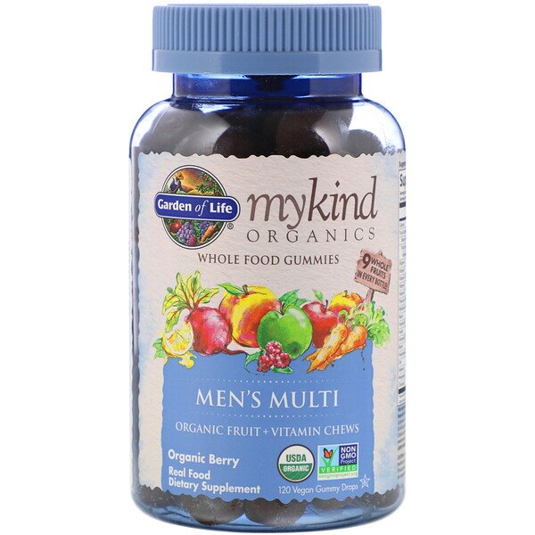 Garden of Life Mykind Men's Multi Gummies, Berry - 120 vegan gummy drops