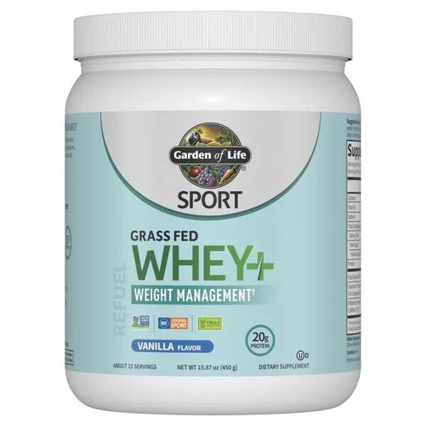 Garden of Life Sport Grass Fed Whey+ Weight Management, Vanilla - 450g