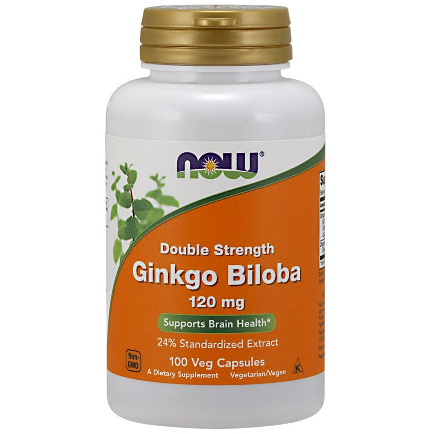 NOW Foods Ginkgo Biloba Double Strength, 120mg - 100 vcaps