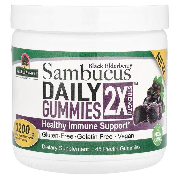 Nature's Answer Sambucus Daily Gummies 2X Strength, Black Elderberry - 45 vegan gummies