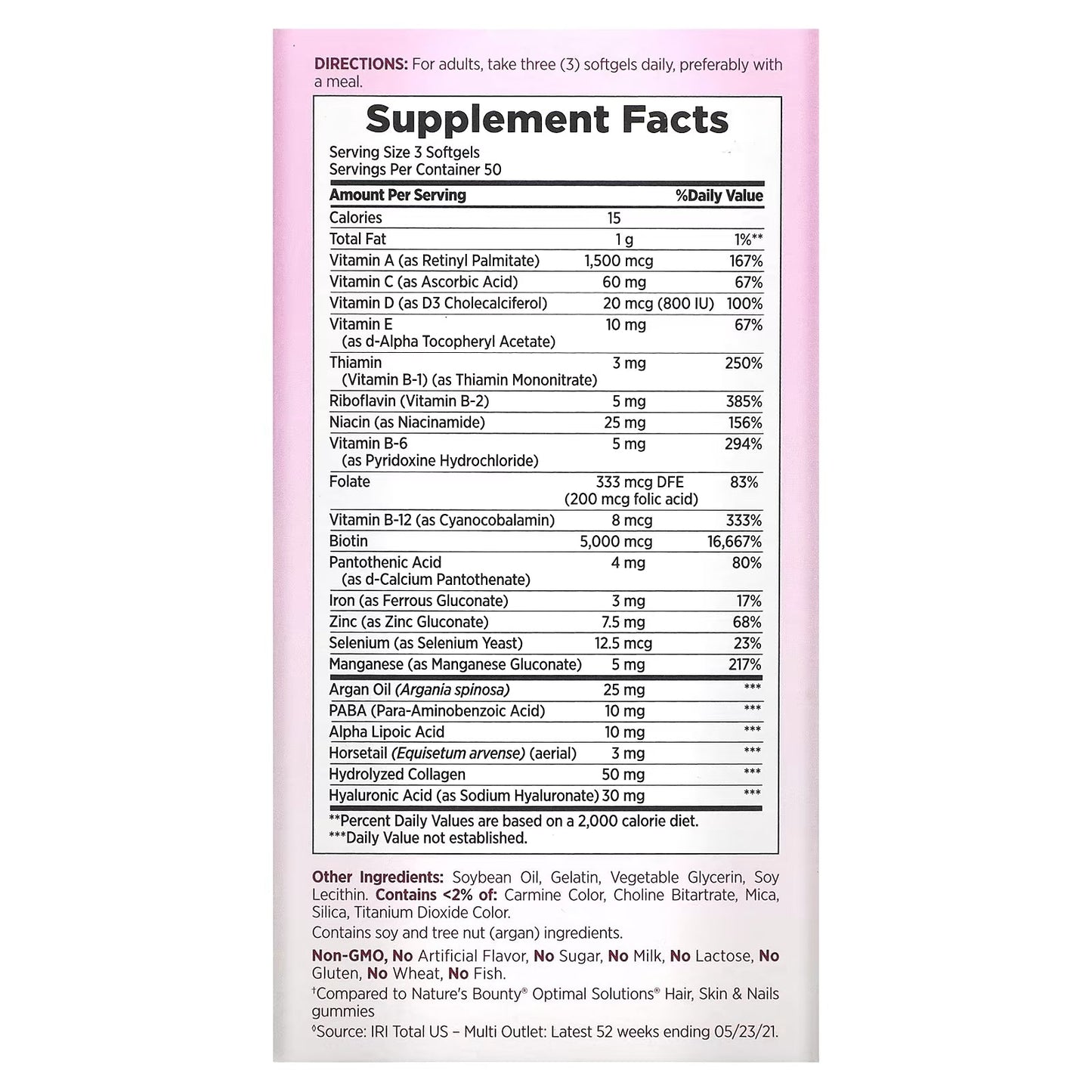 Nature's Bounty, Optimal Solutions, Extra Strength Hair, Skin & Nails, 150 Rapid Release Liquid Softgels