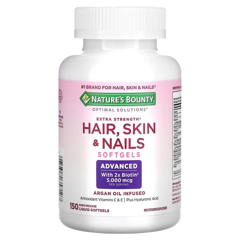 Nature's Bounty, Optimal Solutions, Extra Strength Hair, Skin & Nails, 150 Rapid Release Liquid Softgels