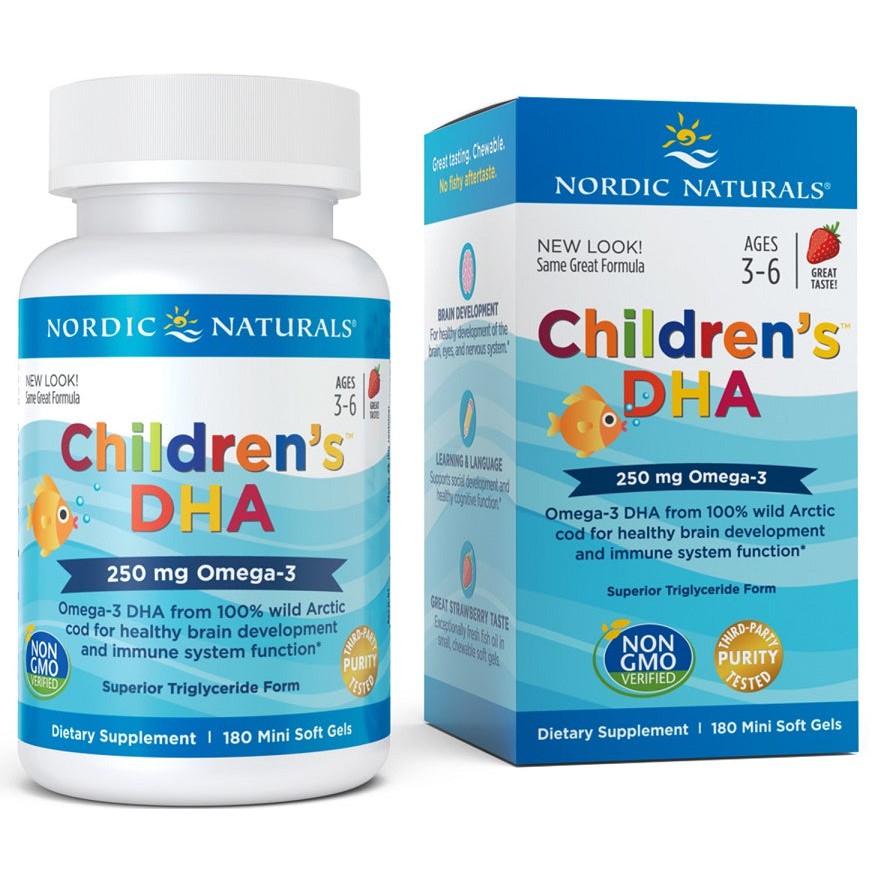 Nordic Naturals Children's DHA, 250mg Omega-3 Strawberry - 180 mini softgels