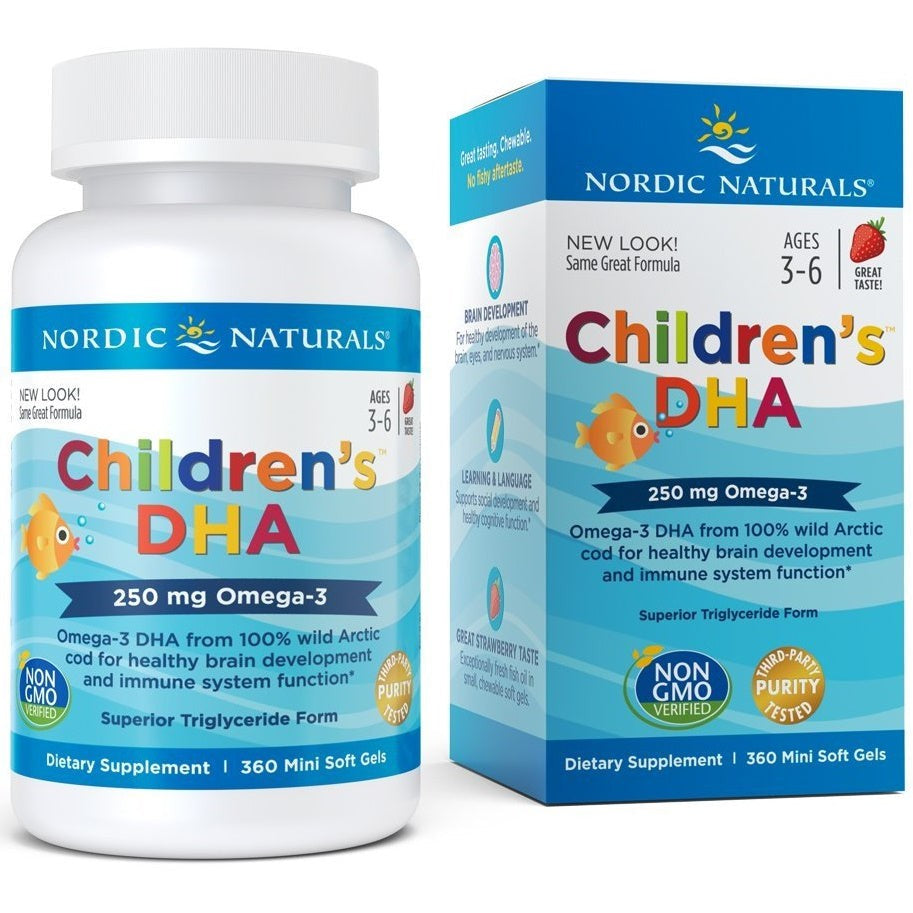 Nordic Naturals Children's DHA, 250mg Omega-3 Strawberry - 360 mini softgels
