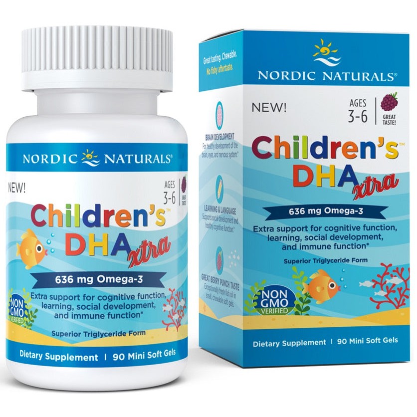 Nordic Naturals Children's DHA Xtra Fish Oil, 636mg Berry Punch - 90 mini softgels