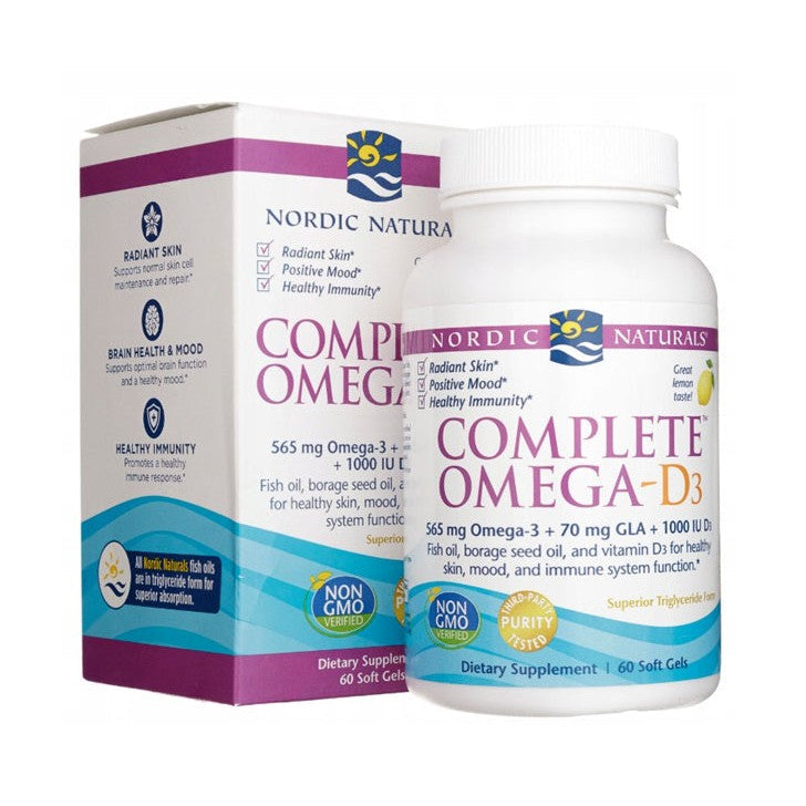 Nordic Naturals Complete Omega-D3, 565mg Lemon - 60 softgels