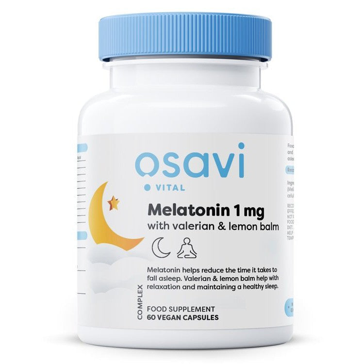 Osavi Melatonin with Valerian & Lemon Balm, 1mg - 60 vegan caps