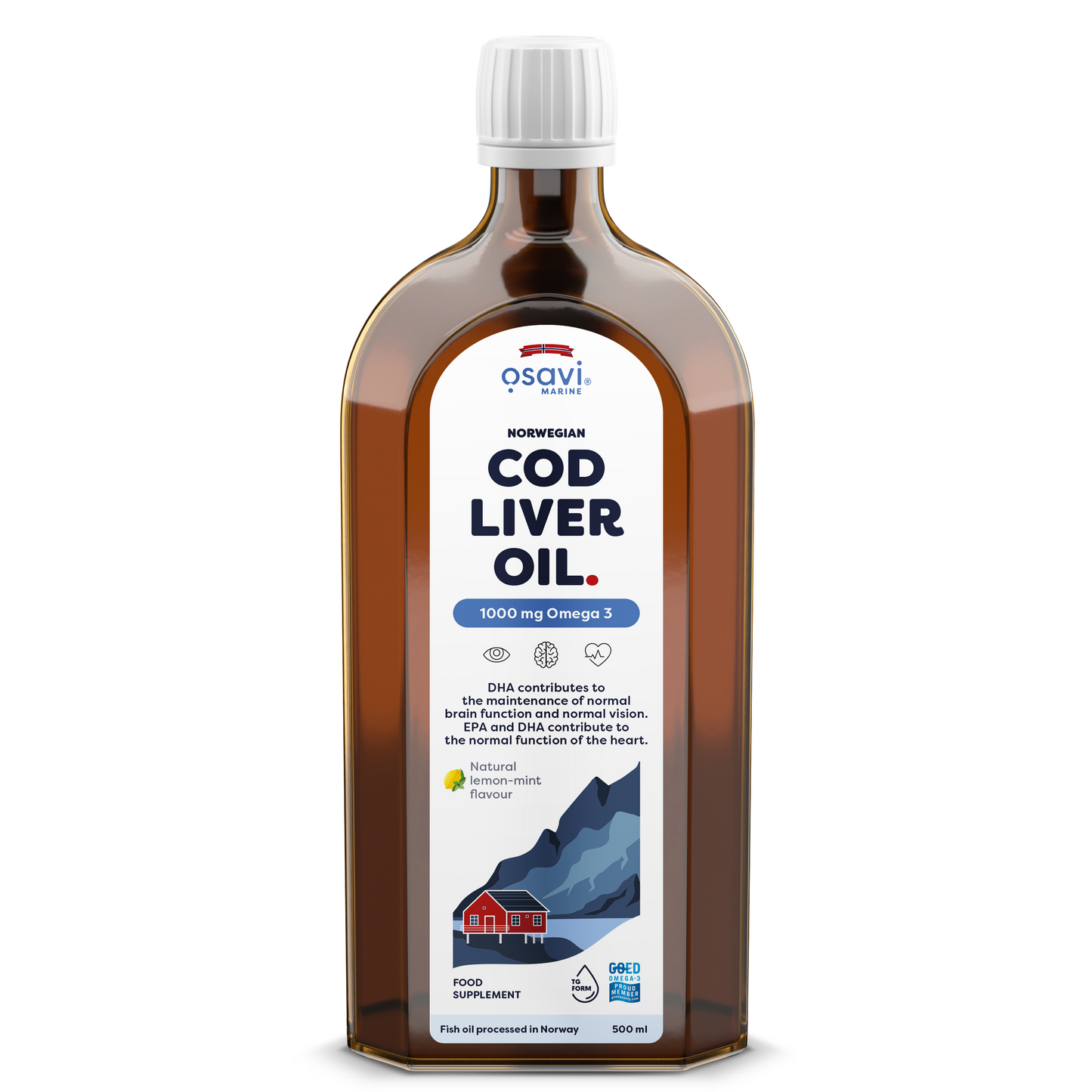 Osavi Norwegian Cod Liver Oil, 1000mg Omega 3 (Lemon-Mint) - 500 ml.