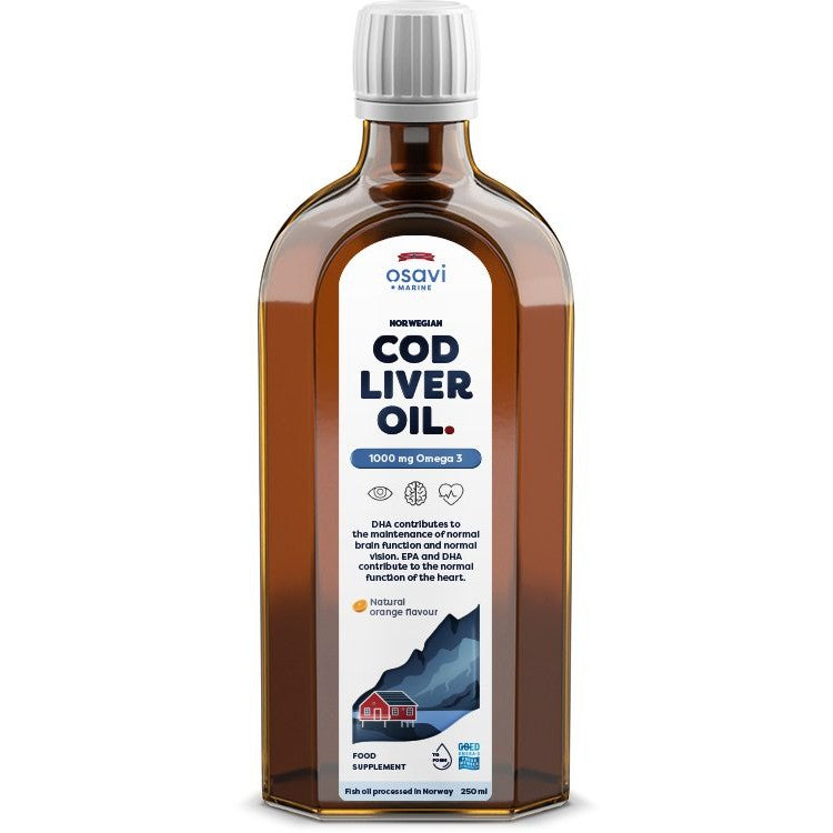 Osavi Norwegian Cod Liver Oil, 1000mg Omega 3 (Orange) - 250 ml.