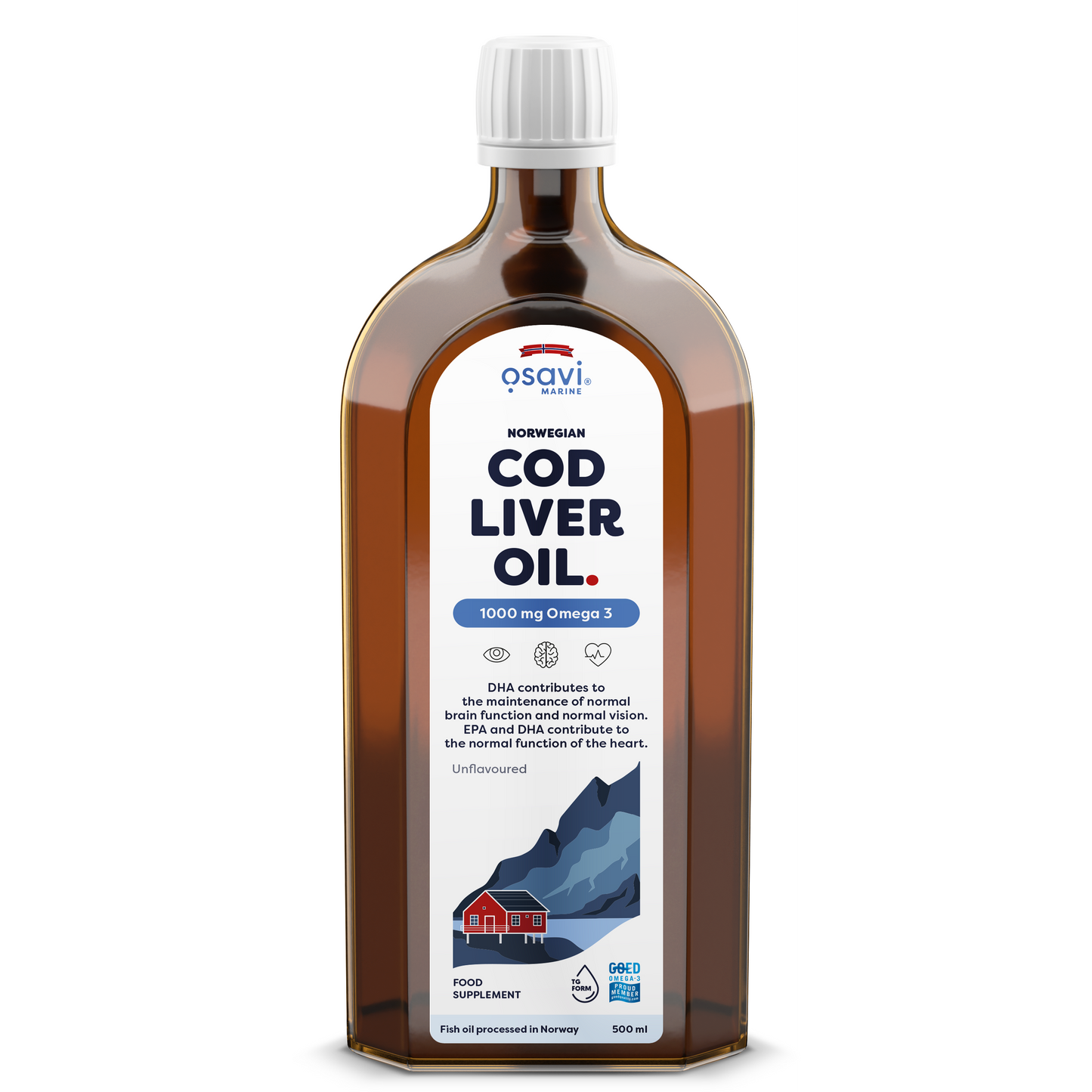 Osavi Norwegian Cod Liver Oil, 1000mg Omega 3 (Unflavoured) - 500 ml.