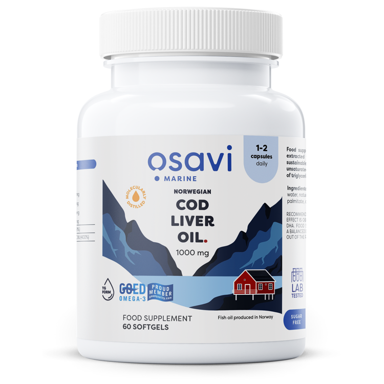 Osavi Norwegian Cod Liver Oil Softgels, 1000mg (Lemon) - 60 softgels