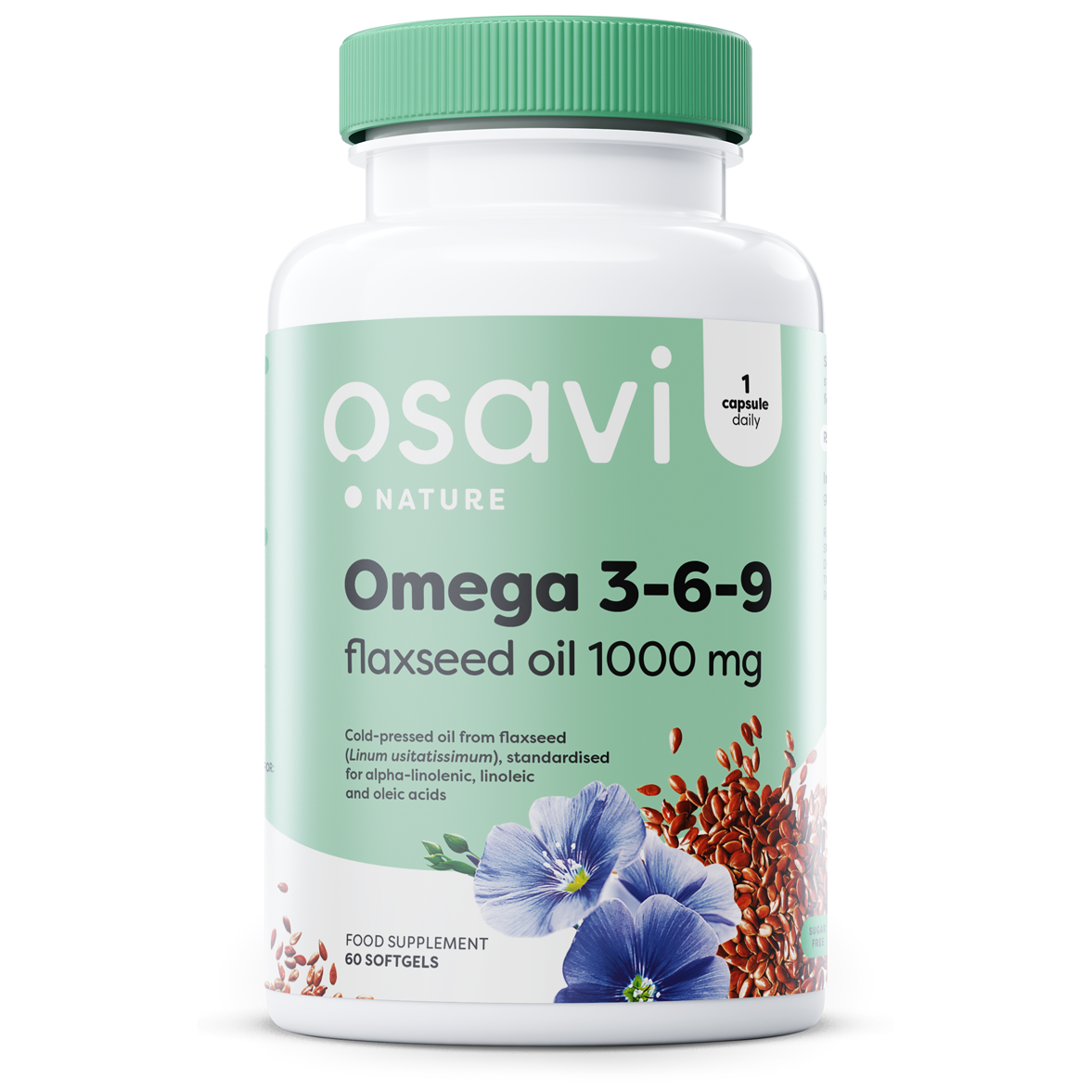Osavi Omega 3-6-9 Flaxseed Oil, 1000mg - 60 softgels