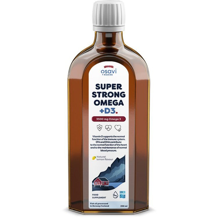 Osavi Super Strong Omega + D3, 3500mg Omega 3 (Lemon) - 250 ml.