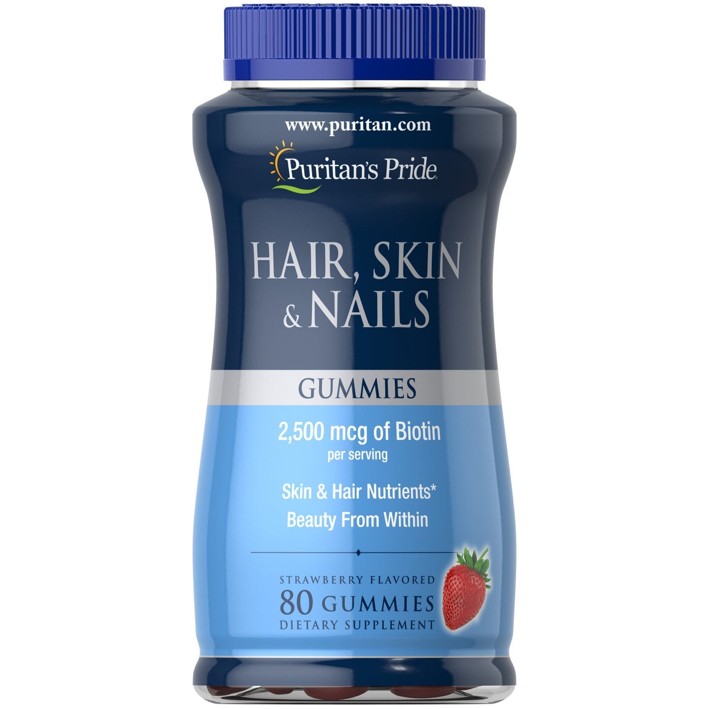 Puritan's Pride Hair, Skin & Nails, Strawberry - 80 gummies