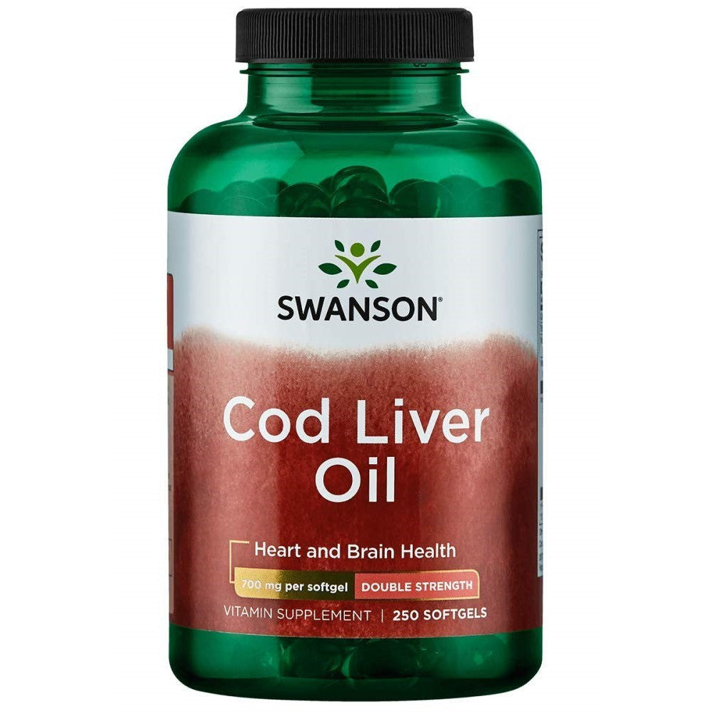 Swanson Cod Liver Oil, 700mg Double-Strength - 250 softgels