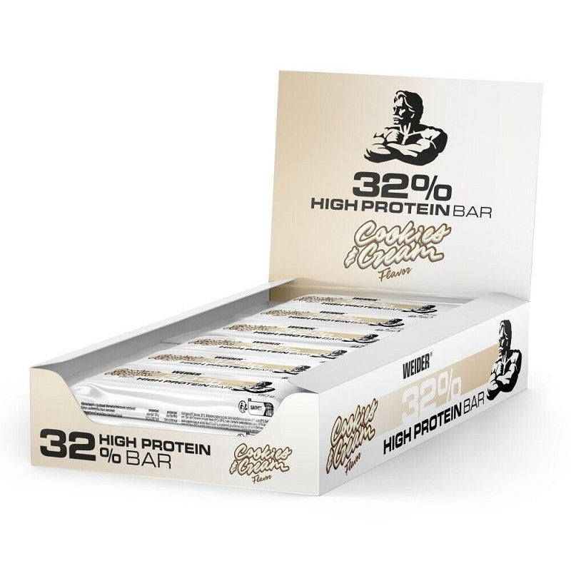 Weider 32% High Protein Bar, Cookies & Cream - 12 x 60g