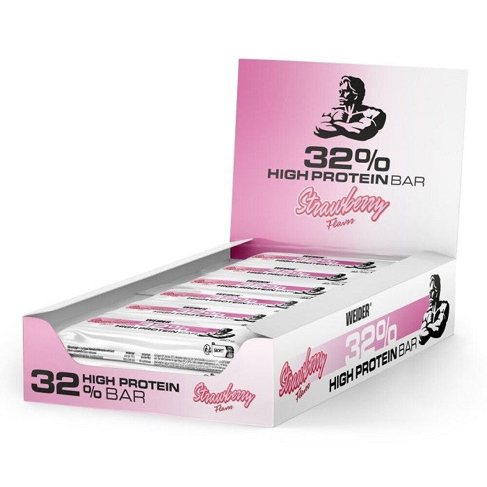Weider 32% High Protein Bar, Strawberry - 12 x 60g