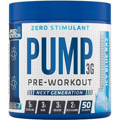 Applied Nutrition Pump 3G Pre-Workout (Zero Stimulant), Icy Blue Raz (EAN 634158794353) - 375g