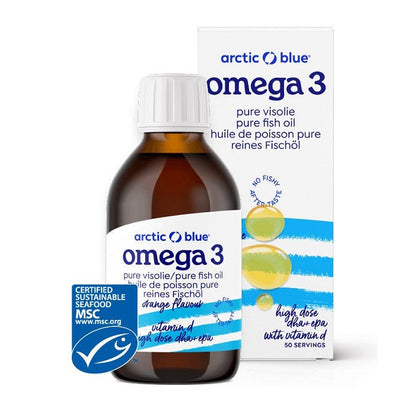 Arctic Blue Pure Fish Oil High Dose DHA + EPA with Vitamin D, Orange - 250 ml.