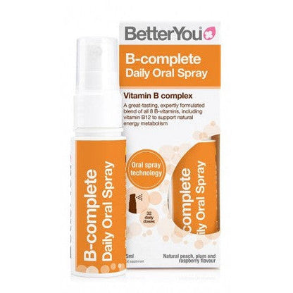 BetterYou B-complete Daily Oral Spray, Natural Peach, Plum & Raspberry - 25 ml.