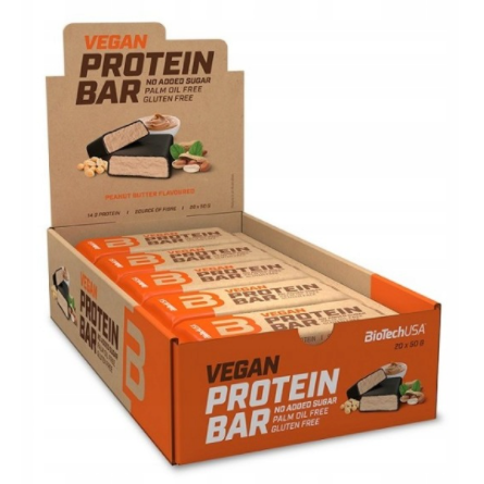 BioTechUSA Vegan Protein Bar, Peanut Butter - 20 x 50g