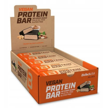 BioTechUSA Vegan Protein Bar, Peanut Butter - 20 x 50g