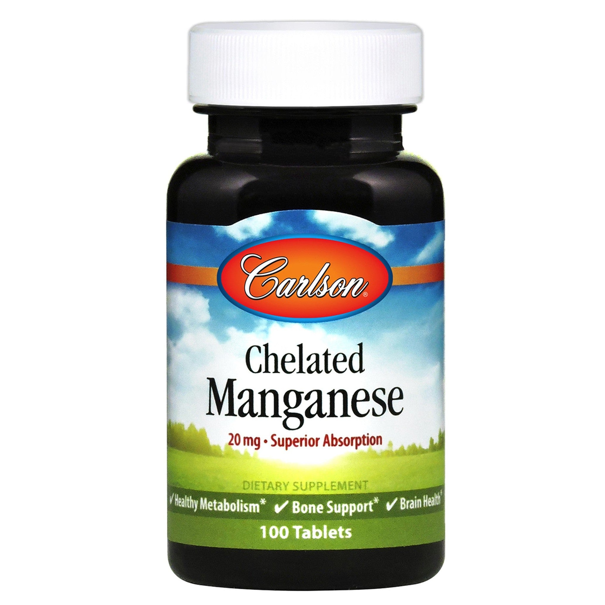 Carlson Labs Chelated Manganese, 20mg - 100 tablets