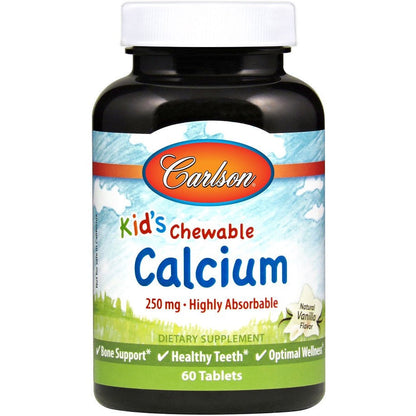 Carlson Labs Kid's Chewable Calcium, 250mg Natural Vanilla - 60 tablets