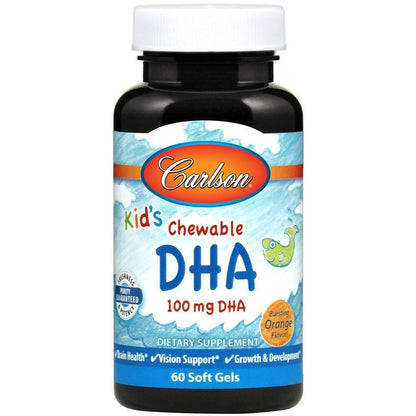 Carlson Labs Kid's Chewable DHA, 100mg Orange - 60 softgels