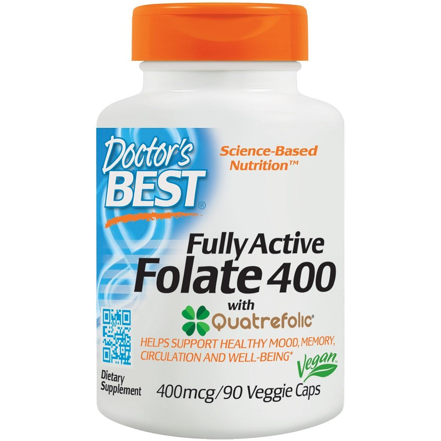 Doctor's Best Fully Active Folate 400 with Quatrefolic, 400mcg - 90 vcaps