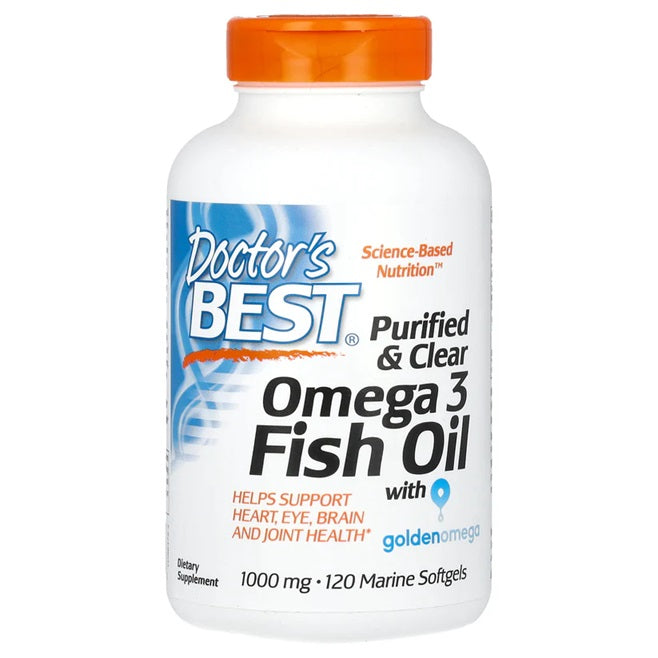 Doctor's Best Purified & Clear Omega 3 Fish Oil, 1000mg - 120 marine softgels