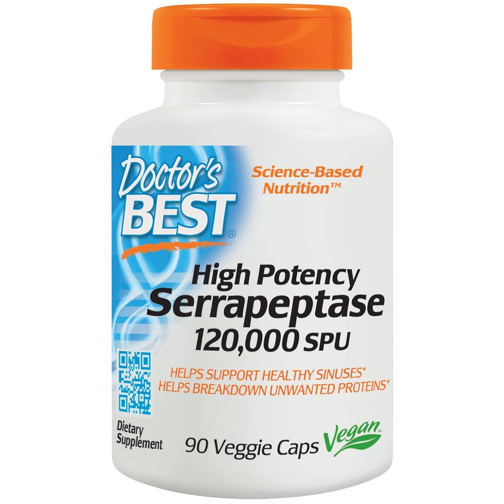 Doctor's Best Serrapeptase, 120 000 SPU High Potency - 90 vcaps