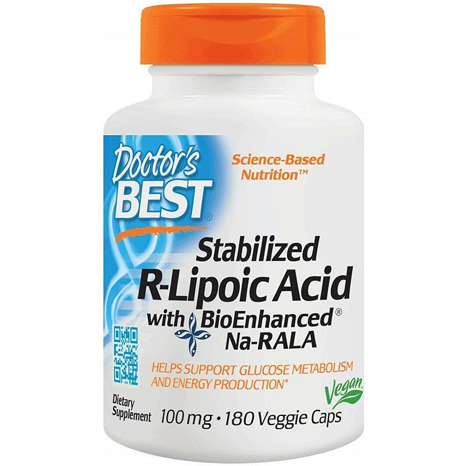 Doctor's Best Stabilized R-Lipoic Acid with Na-RALA, 100mg - 180 vcaps