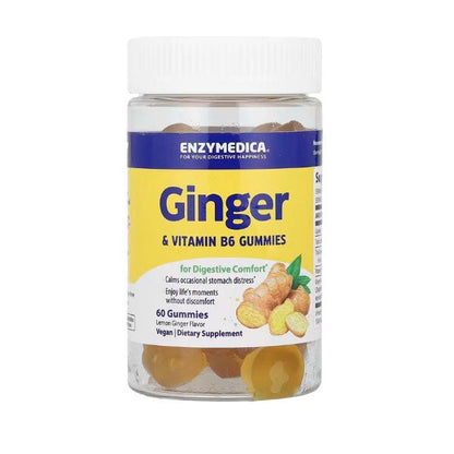 Enzymedica Ginger & Vitamin B6 Gummies, Lemon Ginger - 60 gummies