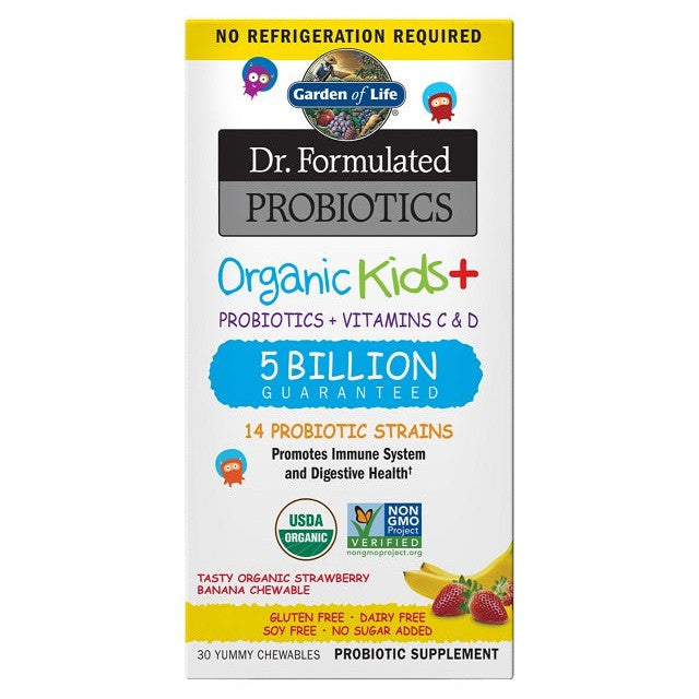 Garden of Life Dr. Formulated Probiotics Kids+, Strawberry Banana - 30 chewables