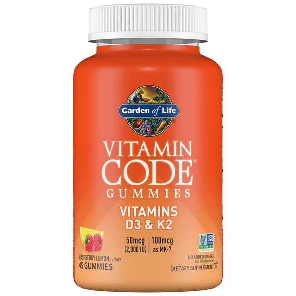Garden of Life Vitamin Code Gummies Vitamins D3 & K2, Raspberry Lemon - 45 gummies