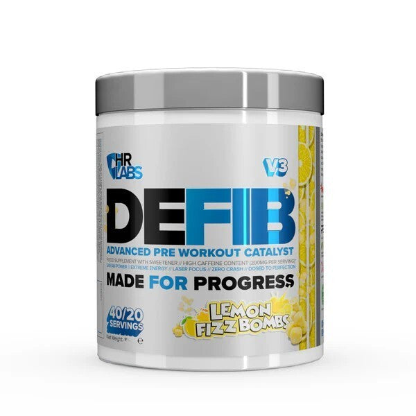 HR Labs Defib V3 - Advanced Pre Workout Catalyst, Lemon Fizz Bombs - 440g