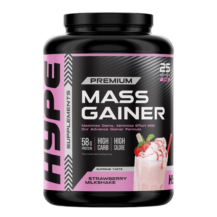 Hype Mass Gainer, Strawberry Milkshake - 3000g