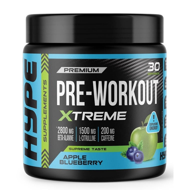 Hype Pre-Workout Xtreme, Apple Blueberry - 300g