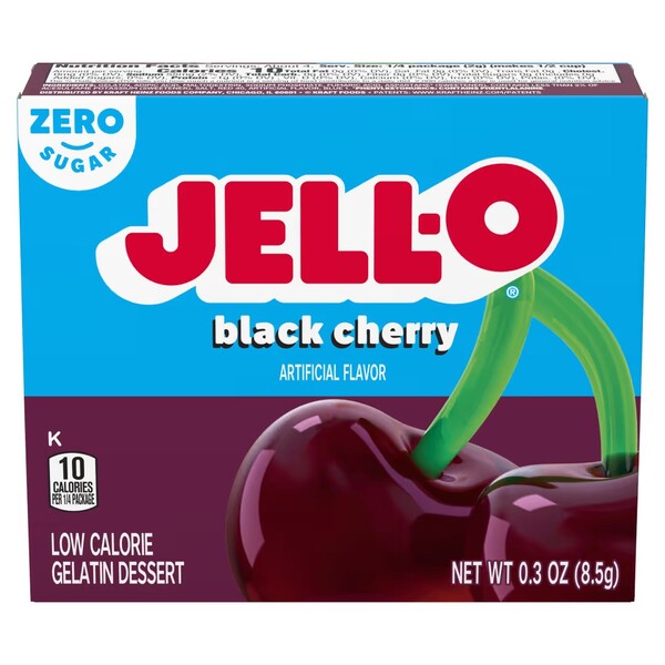 Jell-O Gelatin Dessert Sugar Free, Black Cherry - 8.5g