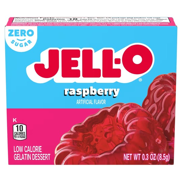 Jell-O Gelatin Dessert Sugar Free, Raspberry - 8.5g