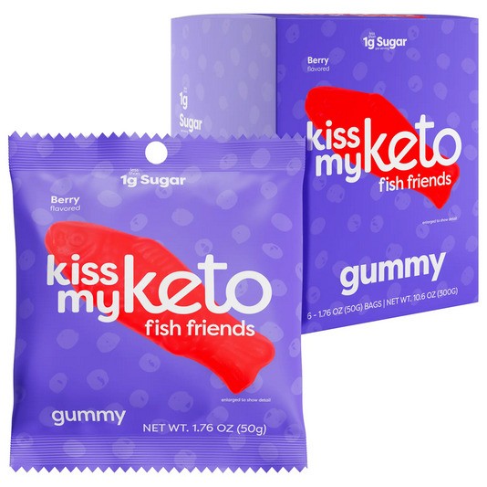 Kiss My Keto Fish Friends Keto Gummies, Berry - 6 x 50g