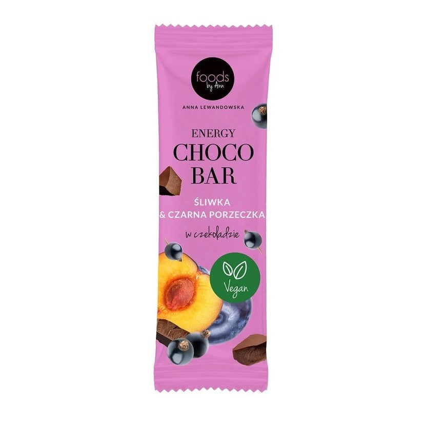 Levann Energy Choco Bar, Plum & Blackcurrant with Chocolate Coating - 15 x 35g