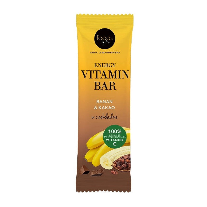 Levann Energy Vitamin Bar, Banana & Cocoa with Chocolate Coating - 15 x 35g
