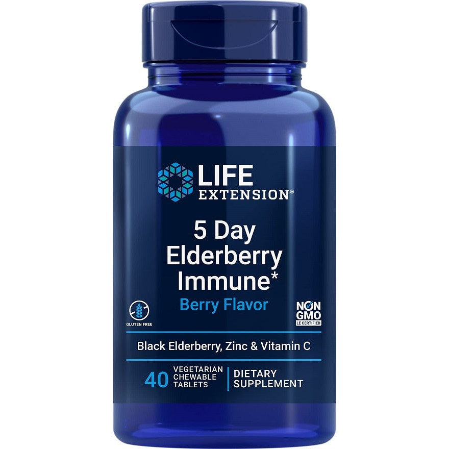 Life Extension 5 Day Elderberry Immune, Berry - 40 chewable tabs