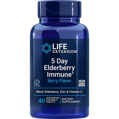 Life Extension 5 Day Elderberry Immune, Berry - 40 chewable tabs