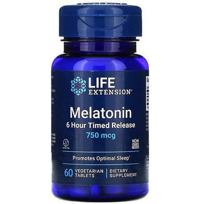 Life Extension Melatonin 6 Hour Timed Release, 750mcg - 60 vegetarian tabs